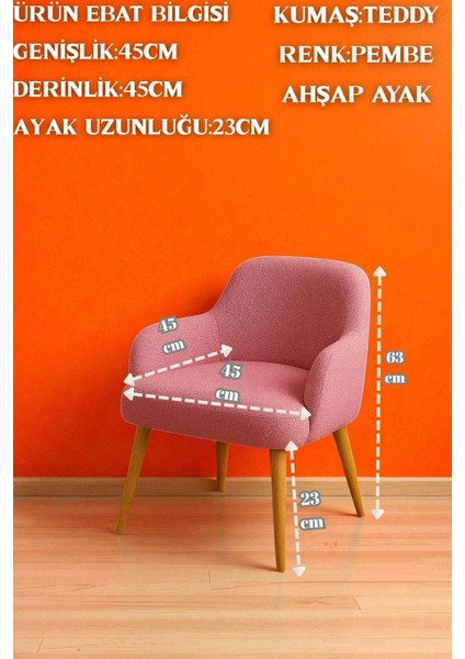 Makyaj Masası Sandalyesi, Ahşap Ayaklı, Peluş Teddy Kumaş, Dekoratif Puf Sırtlı, Berjer fiyatları