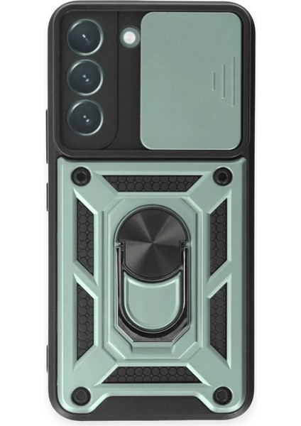 Samsung Galaxy S24 Kılıf Pars Lens Yüzüklü Silikon - YEŞIL-(5796)