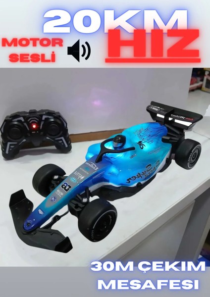 2.4 Ghz 30 cm 20 Km Hızlı Şarjlı Işıklı Motor Sesli Full Fonksiyon Uzaktan Kumandalı F1 Formüla