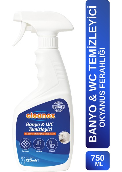 Ultra Güçlü Tuvalet/wc-Banyo Temizleyici ve Kireç Çözücü Okyanus Kokulu Sprey 750 ml