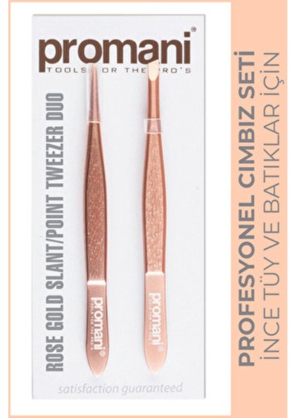 Rose Altın Cımbız Seti 2 Adet Eğik ve Sivri Uçlu El ve Tırnak Bakımı için fiyatları