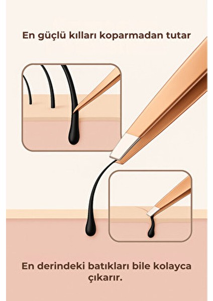 Rose Altın Cımbız Seti 2 Adet Eğik ve Sivri Uçlu El ve Tırnak Bakımı için modelleri