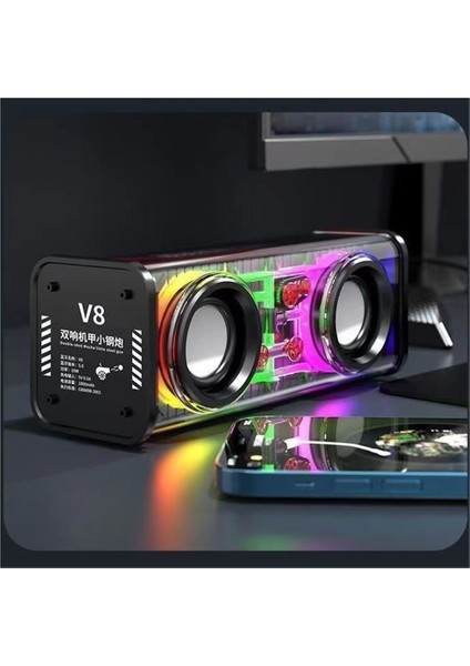 Bluetooth Mecha Cannon Mini Şeffaf Hoparlör Subwoofer Mini Versiyonu (Yurt Dışından) fiyatları