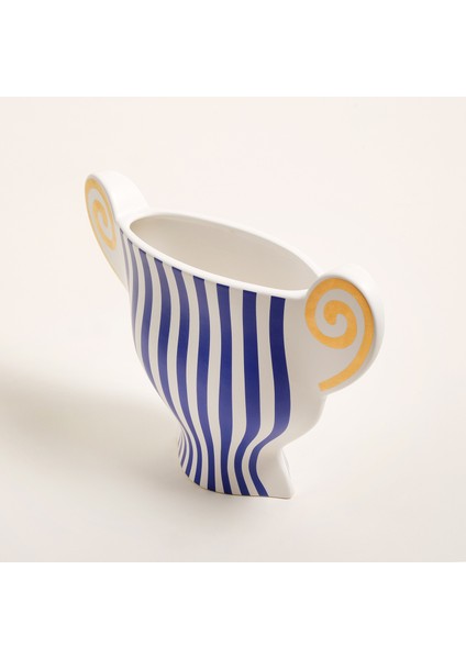 Longhu Seramik Vazo 33X10X22 cm Mavi - Altın
