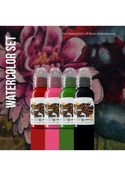 Watercolor Mini Set 4'lü Set - World Famous Ink Dövme Boyası - 1OZ/30ML