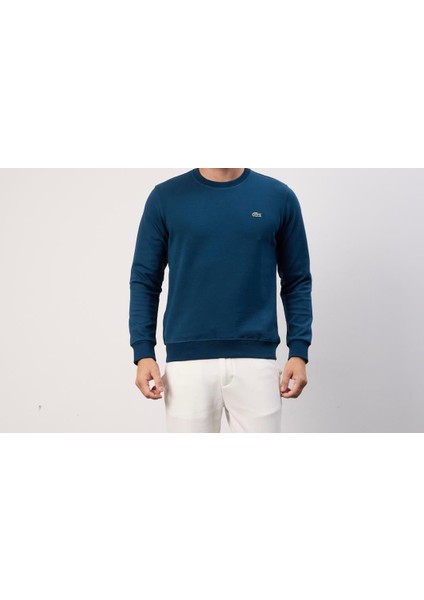 Basıc Petrol Mavi Bisiklet Yaka Regular Fit Uzun Kol modelleri