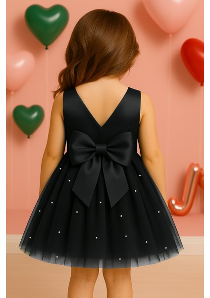 Kız Çocuk Siyah Anvelop Yaka Eteği Incili Kırmızı Mezuniyet Doğum Günü Elbise fiyatları