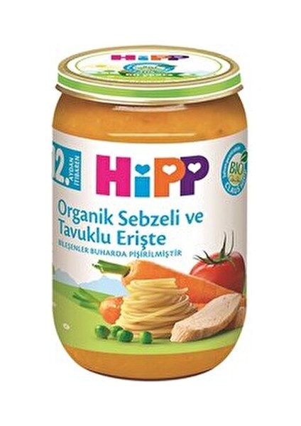 Organik Sebzeli Tavuklu Erişte 220 gr 12 Aydan İtibaren Hormonsuz ve Katkı Maddesi Yok fiyatları