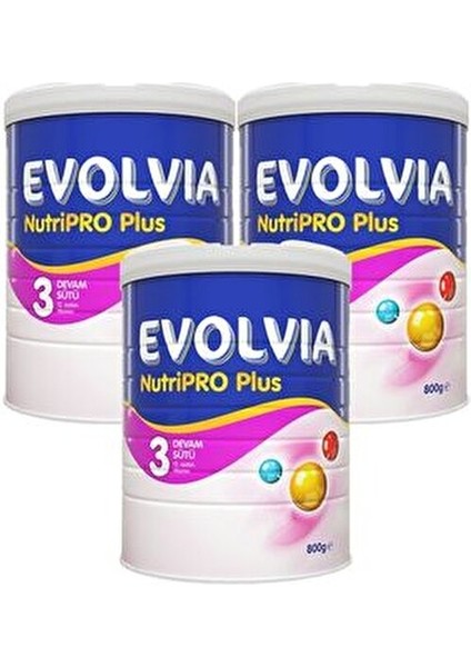 NutriPRO Plus 3 Devam Sütü 800 gr x 3 Adet 12 Aydan İtibaren Bebekler İçin Zengin Sütlü İçerik