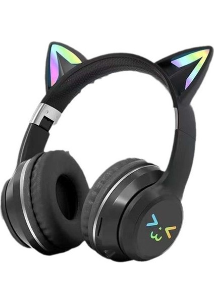 Yeni Degrade Renkli Kedi Kulaklı Bluetooth Kulaklık Başa Takılan Cep Telefonu Kablosuz Oyun Müzik Kulaklığı (Yurt Dışından)