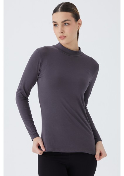 Balıkçı Yaka Uzun Kol Kadın Body T-Shirt 2047