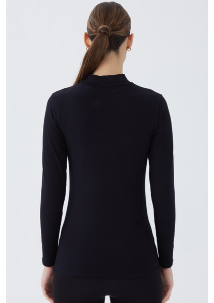 Balıkçı Yaka Uzun Kol Kadın Body T-Shirt 2047