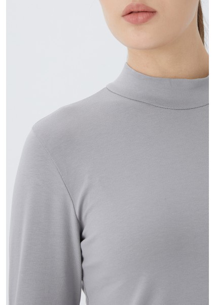 Balıkçı Yaka Uzun Kol Kadın Body T-Shirt 2047