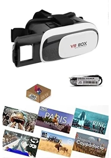 Sanal Gerçeklik Gözlüğü Seti 360 VR Eğlence Paketi 6.5 İnç Telefonlarla Uyumlu