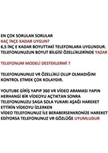Sanal Gerçeklik Gözlüğü Seti 360 VR Eğlence Paketi 6.5 İnç Telefonlarla Uyumlu modelleri