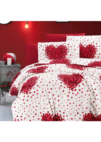 Çift Kişilik Yorgan Kılıfı Nevresim Takımı + Lastikli Çarşaf +2 Adet Yastık Kılıflı Seti Pamuklu