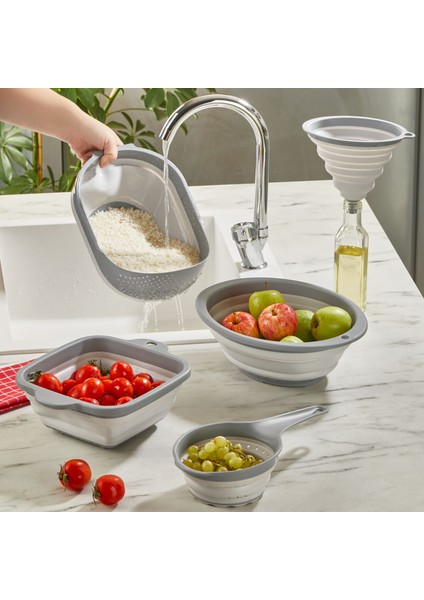 Katlanır Akordeon Süzgeç Seti 5 Parça Ergonomik Çok Amaçlı Süzgeç Çeyiz Seti