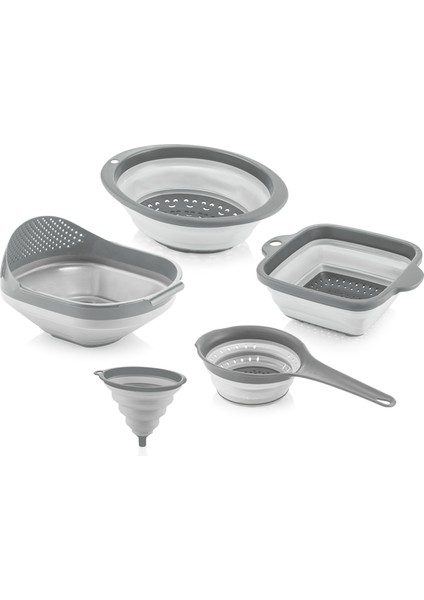 Katlanır Akordeon Süzgeç Seti 5 Parça Ergonomik Çok Amaçlı Süzgeç Çeyiz Seti indirimleri