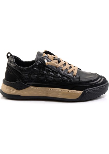 Siyah Hakiki Deri Erkek Sneaker E01185057203