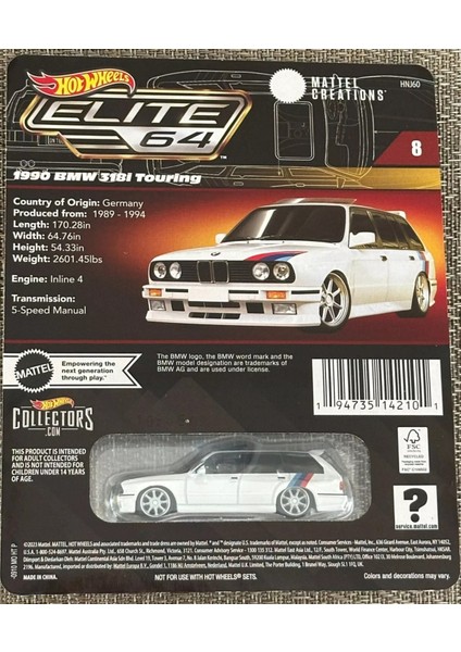 Elite 64 - 1990 Bmw 318I Touring Beyaz 1:64 Diecast Model Araba modelleri