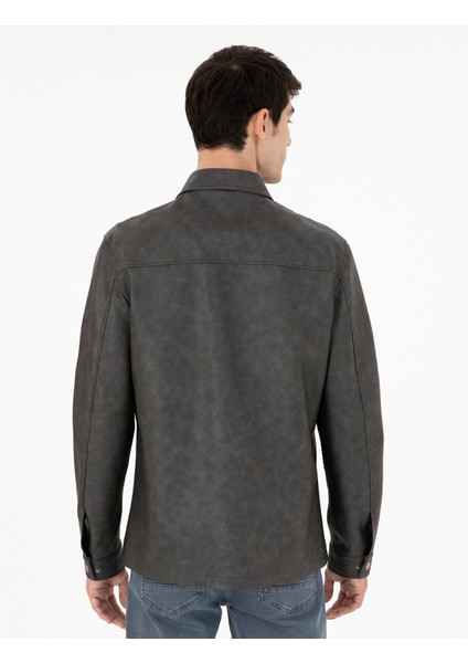 Erkek Lacivert Gömlek Yaka Suni Deri Ceket 50300561-200 indirimleri