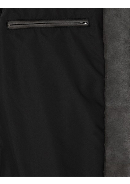 Erkek Lacivert Gömlek Yaka Suni Deri Ceket 50300561-200