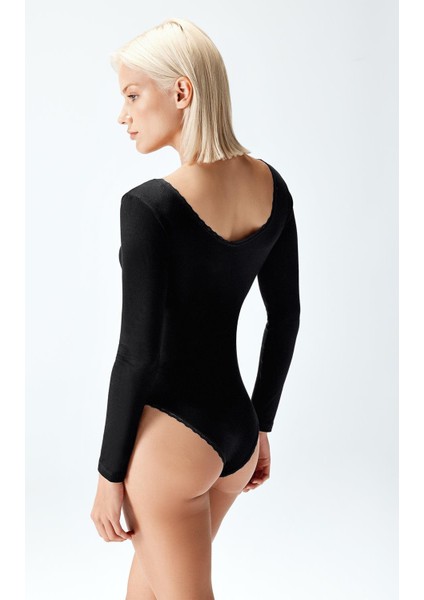 Kadın Dantel Detaylı Viskon Body Siyah Renk fiyatları