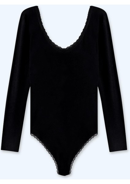 Kadın Dantel Detaylı Viskon Body Siyah Renk modelleri