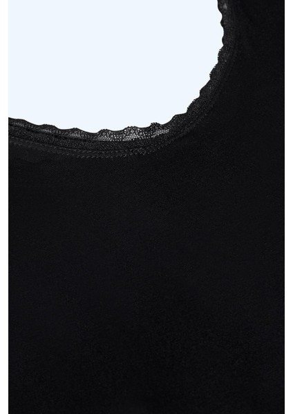 Kadın Dantel Detaylı Viskon Body Siyah Renk fırsatları