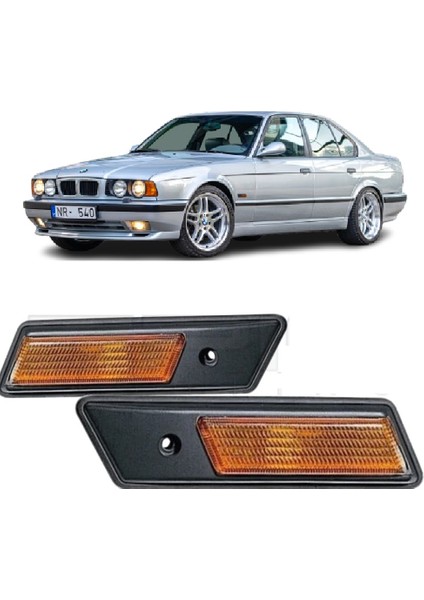 Bmw E34 Kasa 1990-1995 Uyumlu Sarı Çamurluk Sinyali Sağ + Sol Takım 2 Adet