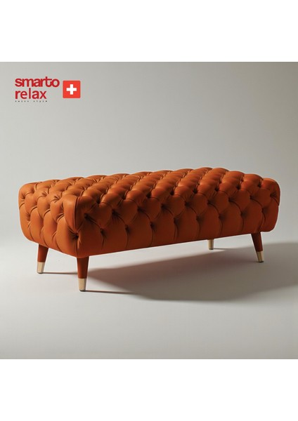 Swiss Style Puf Adelboden Kapitone Puf,baby face Polyester Kaplama,Ahşap Ayaklı 110x45x40 cm Kapitone Puf,Ayaklı(Toruncu) modelleri