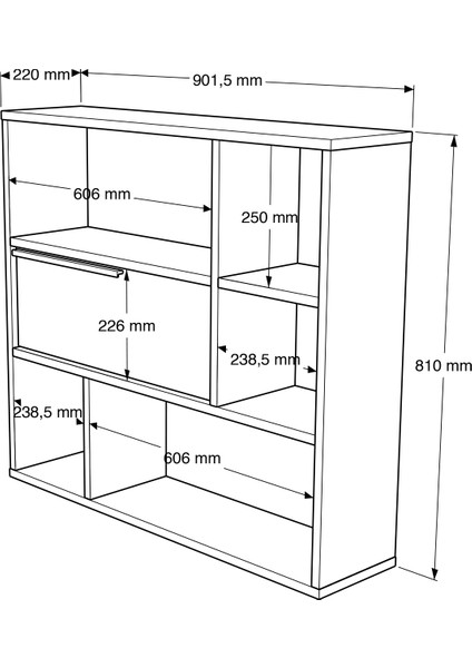 Leena Duvar Rafı Kitaplık Kapaklı Beyaz La5-W