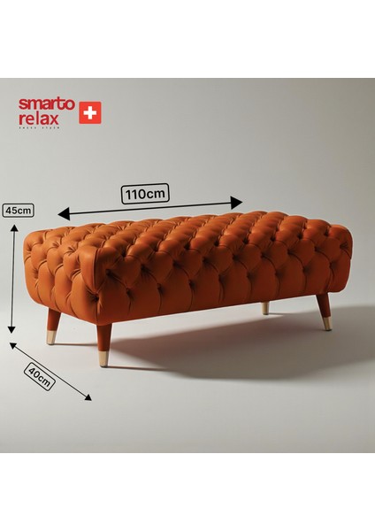 Swiss Style Puf Adelboden Kapitone Puf,baby face Polyester Kaplama,Ahşap Ayaklı 110x45x40 cm Kapitone Puf,Ayaklı(Toruncu) fırsatları