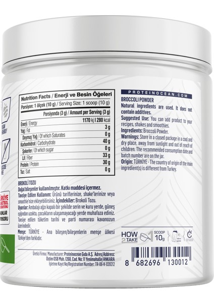 BROCCOLİ POWDER - 300g - 30 servis fiyatları