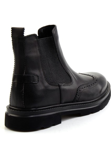 Siyah Hakiki Deri Erkek Bot & Bootie E02054015041 modelleri