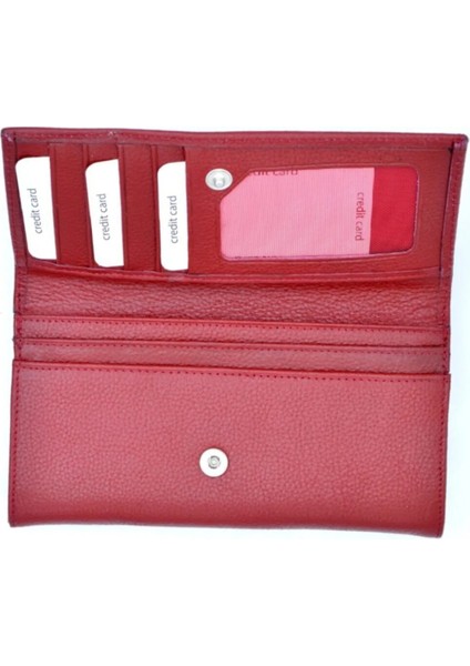 Kadın Kırmızı Hakiki Deri Çok Bölmeli Cüzdan fiyatları