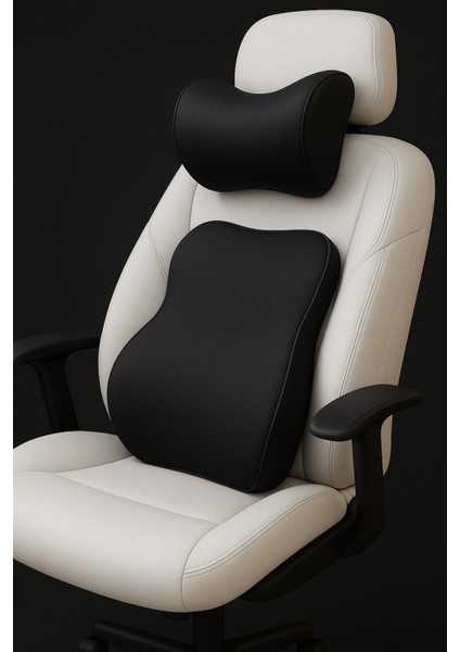 Visco Premium Ergonomik Ofis Koltuğu Bel & Boyun Destek Minderi (Siyah)