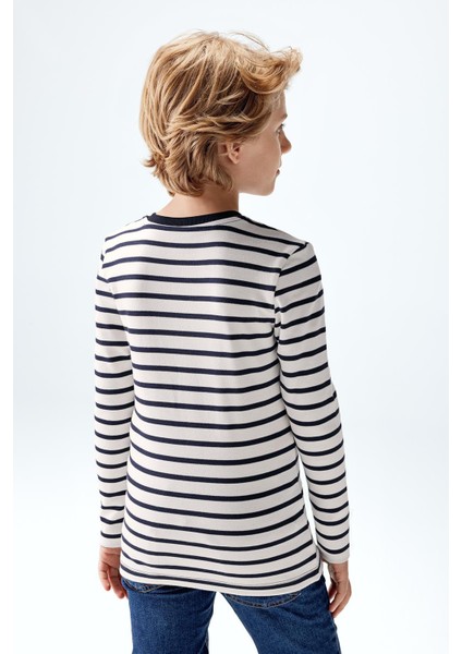 Erkek Çocuk Interlok Uzun Kollu T-Shirt Ekru Renk fiyatları