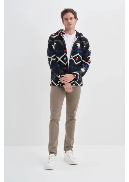 Vintage Desenli Kürklü Regular Fit Kapüşonlu Sweat HIRKA-50940 indirimleri