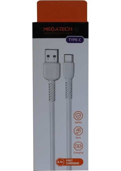 MT-DT24 Type-C 1mt Şarj Kablosu Beyaz