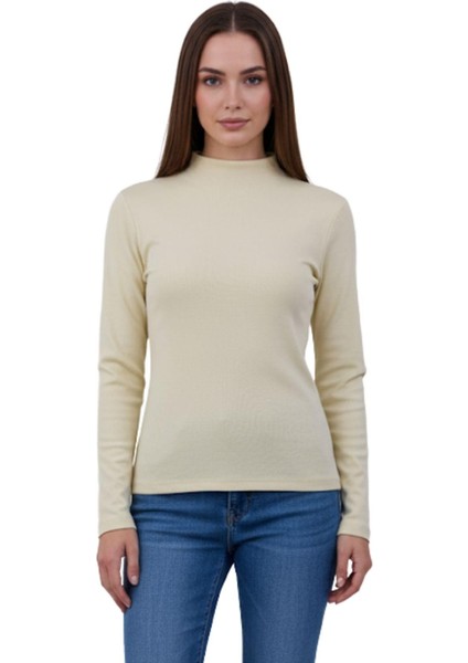 Sarı Yarım Boğaz Uzun Kollu Body 2069