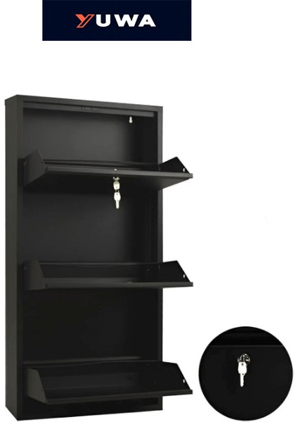 3’lü Siyah Renk Metal Ayakkabılık Çok Amaçlı Organizatör Metal Dolap modelleri
