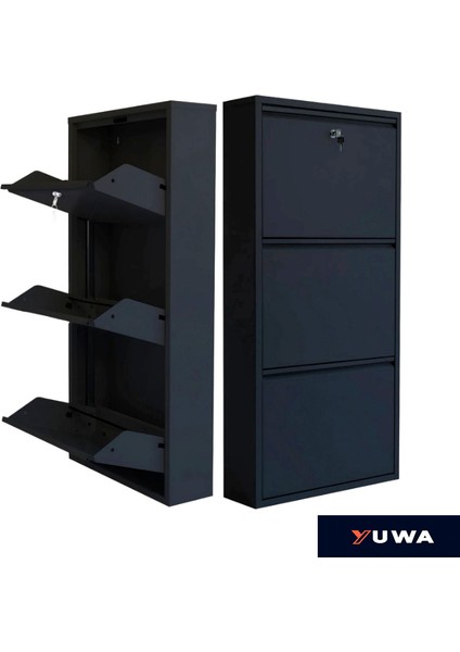 3’lü Siyah Renk Metal Ayakkabılık Çok Amaçlı Organizatör Metal Dolap fırsatları