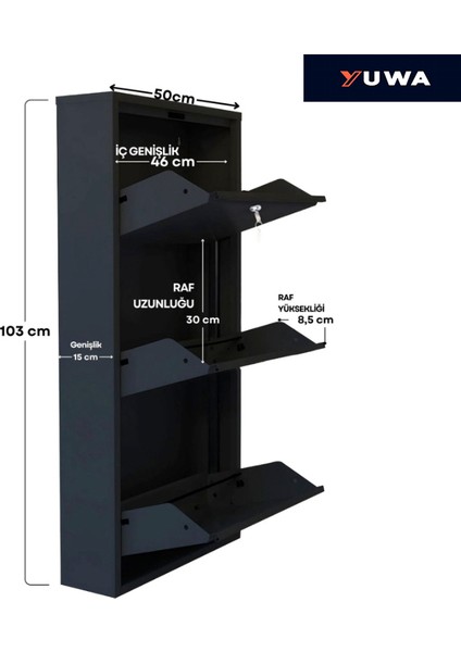 3’lü Siyah Renk Metal Ayakkabılık Çok Amaçlı Organizatör Metal Dolap indirimleri