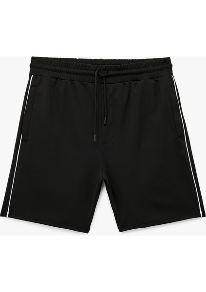 Cep Detaylı Biyeli Beli Bağcıklı Spor Şort
