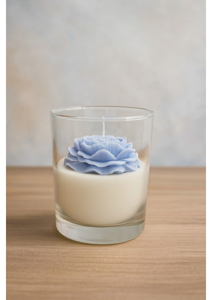 Cam Bardakta Şakayık Dekoratif Soya Mum (Peony)