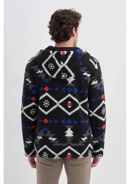 Vintage Desenli Kürklü Regular Fit Kapüşonlu Sweat HIRKA-50940 modelleri