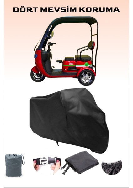 Siyah Kabinli 3 Teker Motor Brandası, 3 Tekerlekli Moped Brandası