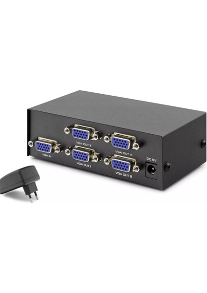 HDX1278 4 Port VGA Splitter 200MHZ 1-In 4-Out Siyah