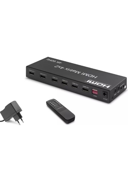 HDX1334 HDMI Switch & Splitter 4-In 2-Out Matrix Siyah 4K HDMI Girişi: 4 HDMI Çıkışı: 2